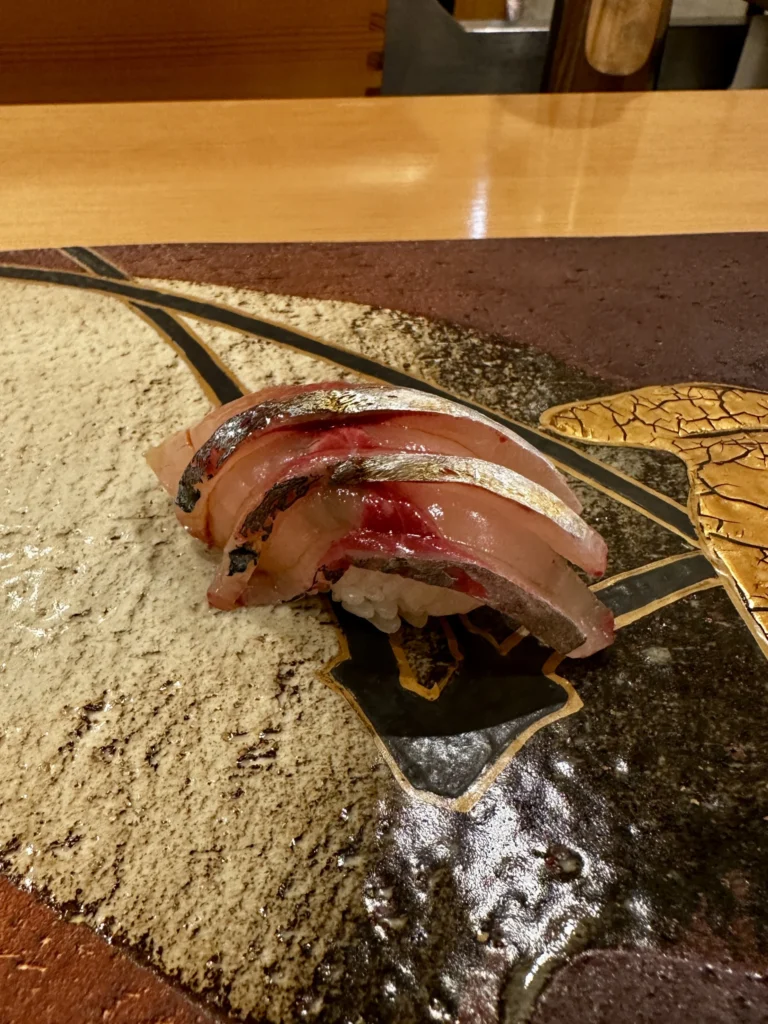 かんぱちの握り三枚重ね。