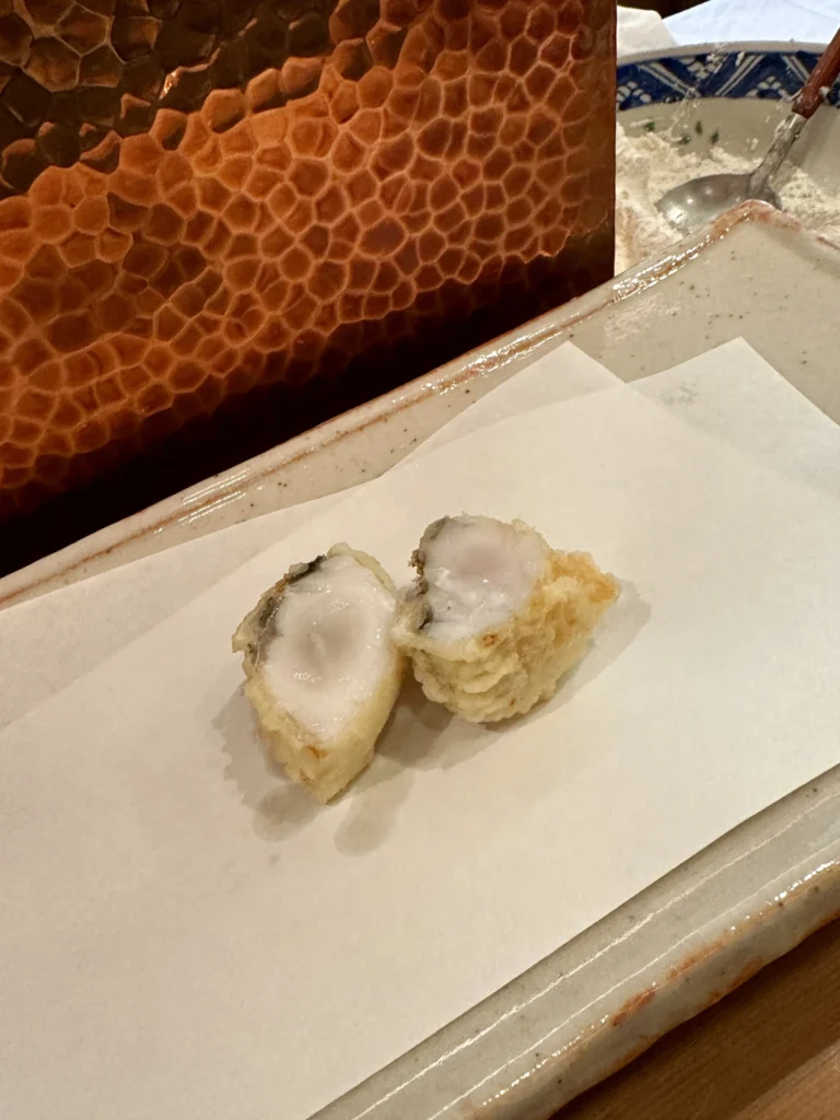 ふっくら白身魚の天ぷら断面