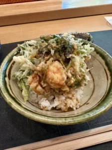 季節野菜と海老の天丼