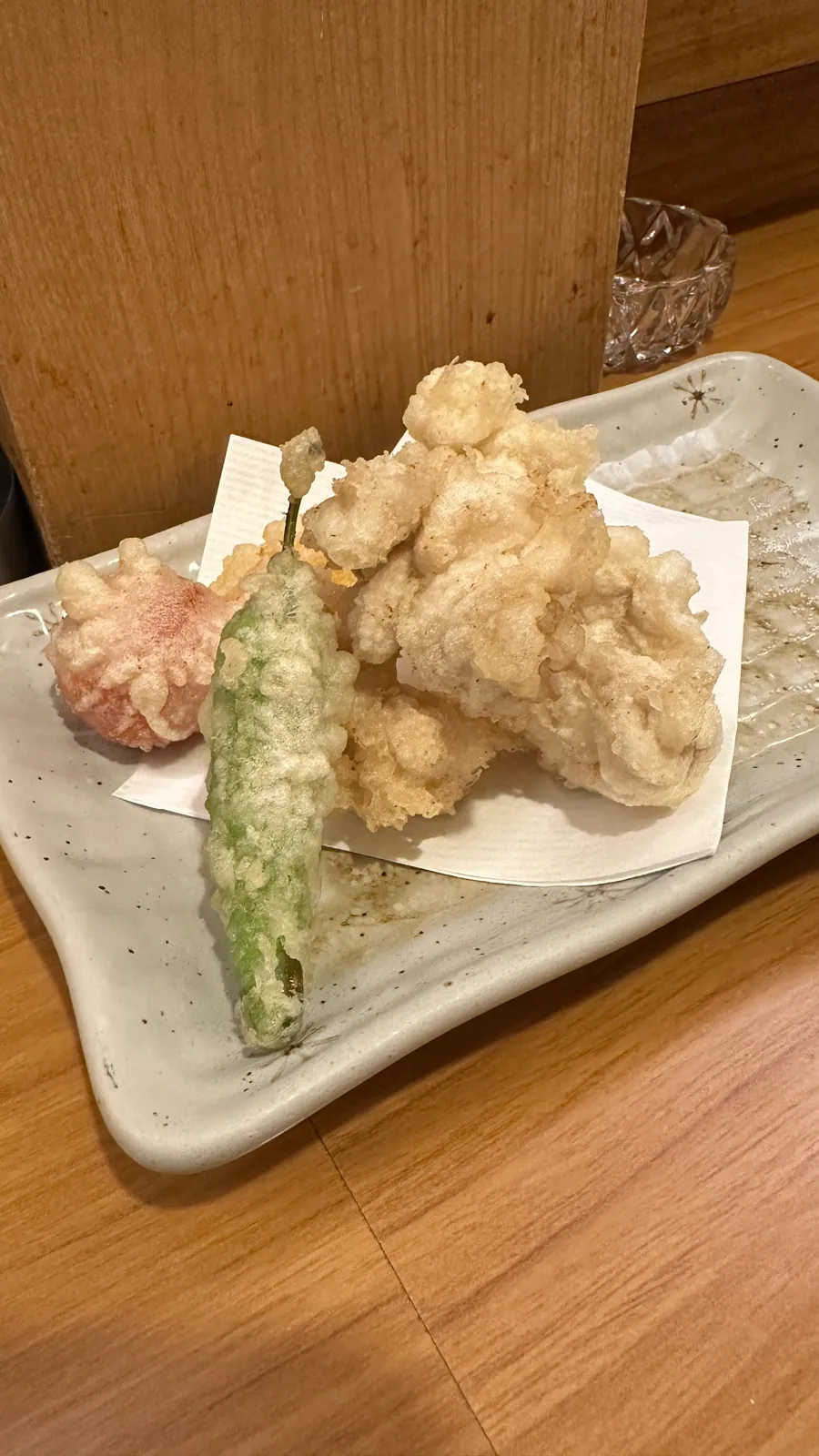 軽い衣で揚げた白子の天ぷら